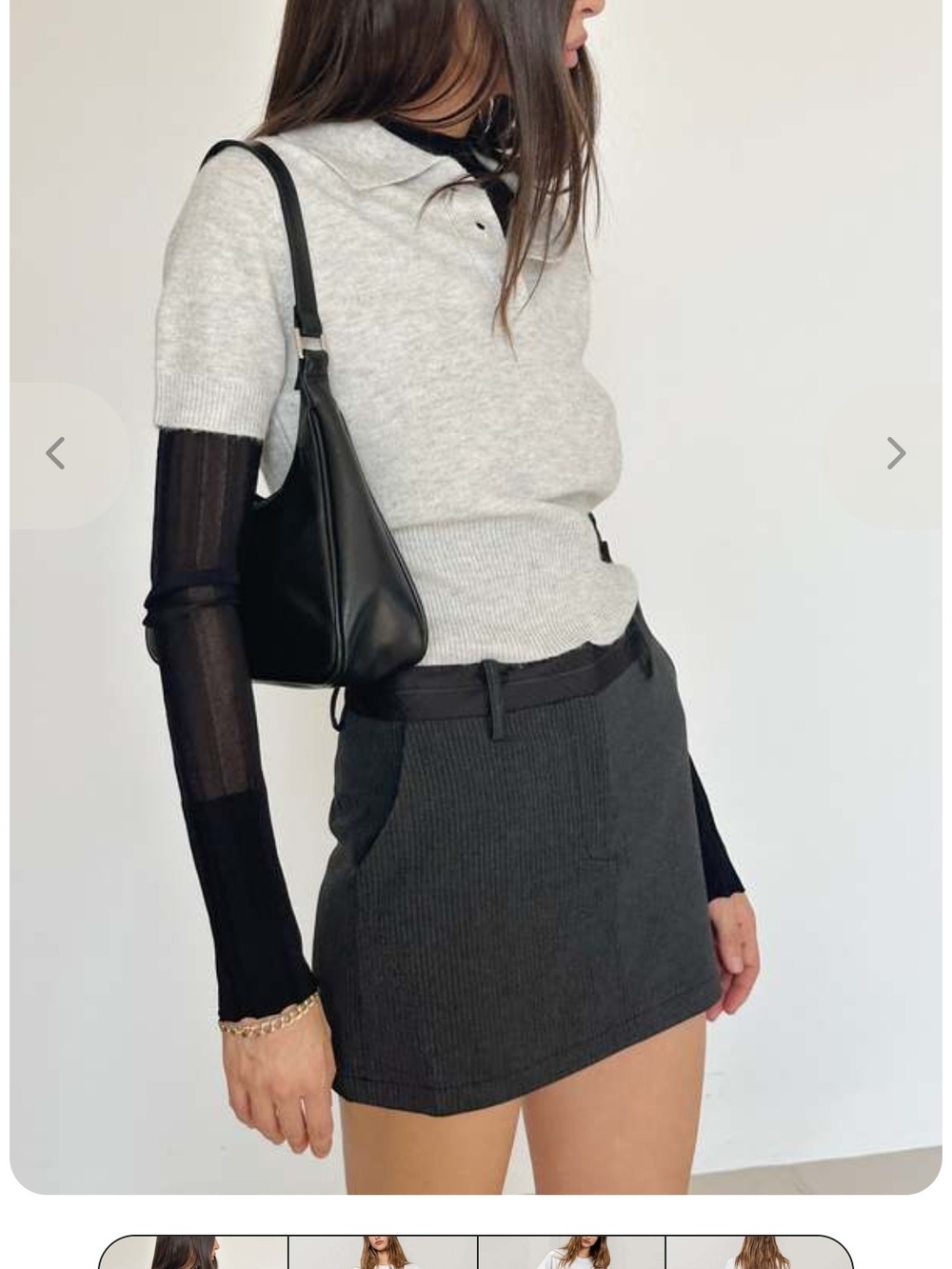 Moon River Pinstripe Mini Skirt In Charcoal